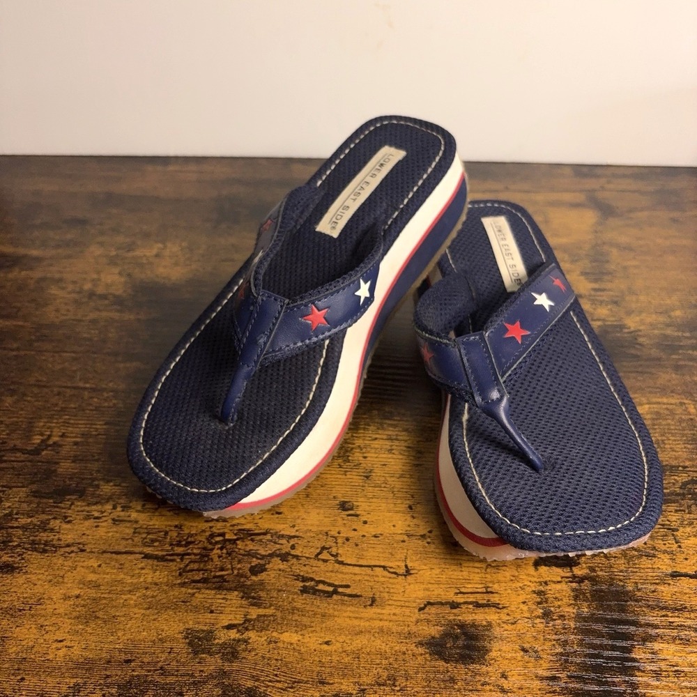 Lower East Side Platform Flip Flop Sandals Womens 6.5 Red White Blue Stars